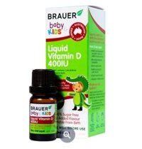 Siro Brauer Baby Kids Liquid Vitamin D 400IU bổ sung vitamin D3, tăng cường hấp thụ canxi (10ml)