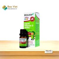 Siro Brauer Baby & Kids Liquid Vitamin D 400IU bổ sung vitamin D3, tăng cường hấp thụ canxi (10ml)