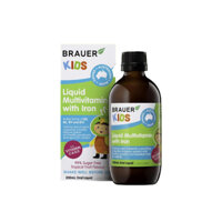 Siro BRAUER Kids Liquid Multivitamin With Iron - Vitamin bổ sung Sắt & Phát triển Toàn diện cho trẻ từ 3 tuổi (200ml)