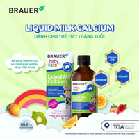 Siro BRAUER Liquid Milk Calcium - Bổ sung Canxi dạng sữa cho trẻ trên 7 tháng tuổi (200ml)