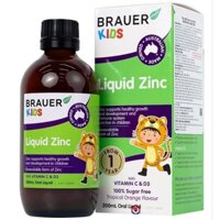 Siro Brauer Liquid Zinc bổ sung kẽm, vitamin C, D3 cho bé từ 1 tuổi chai 200ml