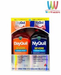Siro cảm Vicks DayQuil & NyQuil Cold & Flu Severe 354ml x2 chai (1 Day + 1 Night Berry Flavor)