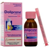 Siro hạ sốt Doliprane Paracetamol 2,4% cho bé từ sơ sinh đến 9 tuổi, 100ml