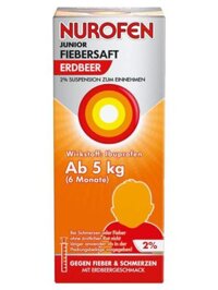 Siro hạ sốt Nurofen Junior Fiebersaft Erdbeer 2% cho trẻ sơ sinh từ 6 tháng tuổi (vị dâu), 100ml