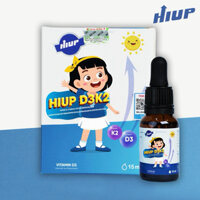 Siro HIUP cho né D3K2 15ml bổ sung canxi giúp tăng cường hâps thì canxi cho bé