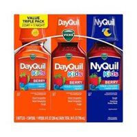 Siro Ho Cảm Cho Trẻ 6+ Vicks DayQuil & NyQuil Kid Cold & Flu Berry Flavor Set 3 Chai (Total 709ml)