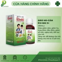 Siro ho cảm Ích Nhi 3+ - Giải cảm, giảm ho, tiêu đờm, giảm sổ mũi, phòng cảm lạnh cho bé trên 3 tuổi. Chai 90ml