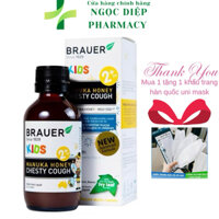 Siro ho cho bé BRAUER Manuka Honey Chesty Cough  Giảm Ho Có Đờm cho trẻ từ 2 tuổi ,làm mát và dịu cổ họng chai 100ml