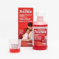 Siro hỗ trợ giảm đau hạ sốt Children's Tylenol Dye-free Pain + Fever Relief Liquid Cherry Flavor (không màu) 4Oz 120ml