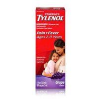 Siro hỗ trợ giảm đau hạ sốt cho bé Children's Tylenol Pain + Fever Relief Cold Medicine Grape 4Oz 120ml