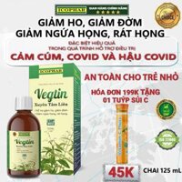 SIRO HO VEGTIN XUYÊN TÂM LIÊN 125mL- Giảm ho khan, ho có đờm, giảm ngứa, đau rát họng - Hiệu quả, An toàn cho bé