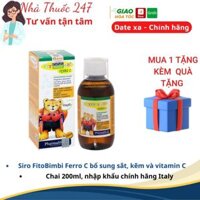 Siro Kẽm Sắt Song Hành FITOBIMBI FERRO C Bổ Sung Sắt, Kẽm Hữu Cơ Cho Bé Chai 200ml