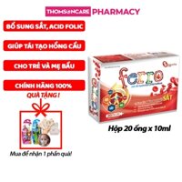 Siro sắt dạng ống Ferro Sanofia bổ máu, tái tạo hồng cầu dùng được cho bé từ 1 tuổi và mẹ bầu - Hộp 20 ống Thomsoncare