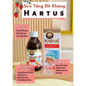 Siro tăng cường sức đề kháng, hỗ trợ miễn dịch cho trẻ từ 4 tháng tuổi Hartus Immunity