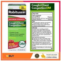 Siro trị ho, tắc nghẽn tức ngực Robitussin Cough+Chest Congestion DM 237ml Pfizer Mỹ