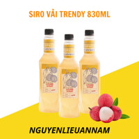 Siro Vải Trendy chai 830ml pha trà hoa quả thơm ngon, chuyên dùng trong pha chế