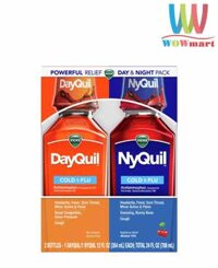 Siro Vicks DayQuil & NyQuil Cold & Flu Relief 354ml x2 (Day Original, Night Cherry)