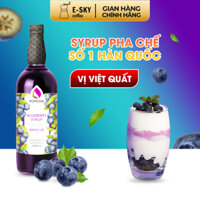 Siro Việt Quất Pomona Blueberry Syrup Nguyên Liệu Pha Chế Hàn Quốc Chai Thủy Tinh 1 Lít