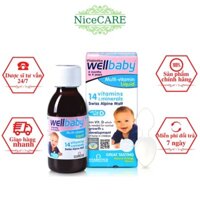 Siro WELLBABY MULTI-VITAMIN LIQIUD  VITABIOTICS bổ sung vitamin cho bé từ 4 tháng - 4 tuổi 150ml