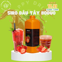 Siro/Syrup dâu tây Boduo can 2L pha trà sữa. trà hoa quả đơn giản, kèm công thức pha chế