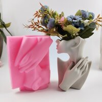 Siy Nửa Cơ Thể Con Người Bình Hoa Khuôn Silicon Mút Hoa Đất Sét Xi Măng Thạch Cao Khuôn DIY Nhà Vườn Hoa Khuôn