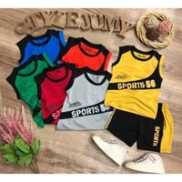 SIZE 1-12 (10-40kg) BỘ THUN LẠNH CAO CẤP BÉ TRAI KIỂU SÁT NÁCH IN CHỮ SPORT 56