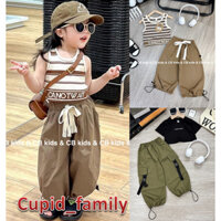 SIZE 10-30KG: Bộ bé gái áo kẻ, áo trơn phối quần boom siêu chất - BAKQB - BBGQB