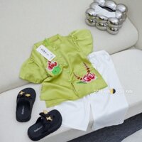 SIZE 10-30KG: Bộ bộ bà ba hoa sen vải lụa mềm cho bé gái - BLHS
