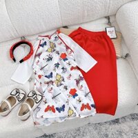 (SIZE 10-32KG) TẶNG CÀI ĐỎ SET ÁO DÀI HOA BƯỚM KÈM QUẦN LỤA CHO BÉ GÁI