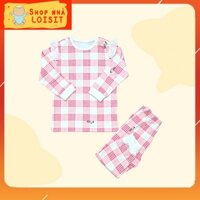 [Size 110-120] Bộ dài tay chần bông mỏng xuất Hàn cho bé gái chất cotton mềm mịn