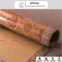 Size 1.2x1.9m Chiếu Tre, Trúc tăm Vân Gỗ In Hoa, 2 Lớp Lót Lụa, Viền Da, Viền Lụa, Chiếu Tây Bắc Mát Lạnh