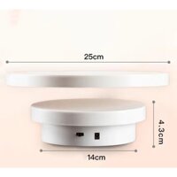 [Size 14cm/20cm/25cm Tùy Chọn - Tặng Adapter] Bàn Xoay Chụp Ảnh Sản Phẩm Trưng Bày Xoay 360 Độ Đế Quay Video Sản Phẩm