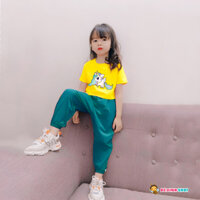 (Size 15kg - 43kg) BXG003 Bộ áo croptop quần jogger thể thao cho bé gái đi chơi