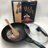 [size 32cm]Chảo Chống Dính Vân Đá Sâu Lòng Coopia Hàn Quốc Cấp Kèm Vung Kính Trong Suốt - Sang Trọng - Tay Cầm Chắc Chắn