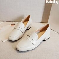 Size (33 ~ 43) Phong Cách Anh Quốc Giày Da Nhỏ Nữ Giày Cao Gót Nữ Gót Dày Gót Vuông Ngón Chân Nữ Bên Ngoài Mặc Loafers Giày Nữ Size Lớn 43 42 41 Size Nhỏ 33 34