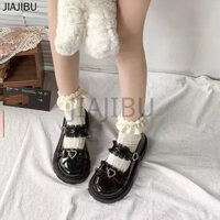 Size 33-46 Giày Da Gót Dày Khóa Trái Tim JK Mũi Tròn Chống Trượt Phong Cách Anh Quốc Giày Nữ Cỡ Lớn 45 Giày Đi Học Màu Đen 44 Korean Fashion Lolita Bow Platform Mary Jane Shoes 43 Giày Ngón Chân Cái Japanese Cosplay Doll Shoes 42 Giày Búp Bê Giày Khiêu Vũ