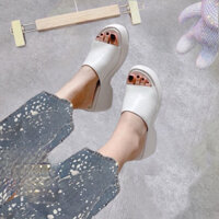 [Size 35-36-] Dép xuồng nữ đế cao 7 phân quai da bản ngang