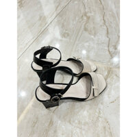 (SIZE 37) Sandal Xăng đan đế vuông mũi vuông 6p hàng QC guốc dép quai hậu nhữ màu be đen có quai