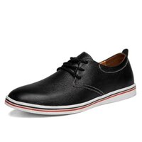Size 38-47 Giày Oxford Nam Công Sở Tròn Mũi Bò Da Buộc Dây Đen