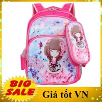 [SIZE 38CM- KÈM TÚI ĐỰNG BÚT] Balo công chúa bán hoa cho bé gái tiểu học từ lớp 1-4, cặp sách chống thấm nước