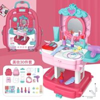 (Size 45cm) Đồ chơi trang điểm cá nhân dành cho bé gái, bộ trò chơi make up trẻ em đựng trong Vali cực xịn