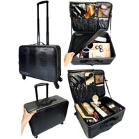[Size 48cm] Cốp Vali Kéo Bằng Da Đựng Mỹ Phẩm Trang Điểm Chuyên Nghiệp - Y26D