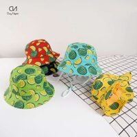 (Size 54) Nón vành trẻ em Duy Ngọc họa tiết Trái cây mùa hè - vải thoáng mát, thấm hút tốt, có quai đeo (UNISEX)- 1908