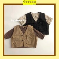 [Size 80-130] Áo gile 2 túi hộp phong cách Hàn Quốc dành cho bé gái bé trai