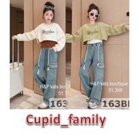 SIZE ĐẠI 10-26KG: Bộ croptop Woodex 3 chi tiết quần jean thời trang  cho bé gái - BWQJ