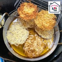 [Size đại] Chảo nhôm đáy bằng to dày 2 quai rán bánh khoai bánh xèo bánh chuối công nghiệp ngô bánh da nem hải sản