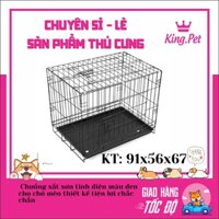 Size Đại - Chuồng sắt sơn tĩnh điện màu đen cho chó mèo thiết kế tiện lợi chắc chắn