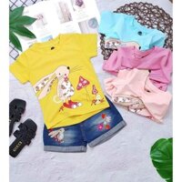 [SIZE ĐẠI] SÉT ÁO THUN CON THỎ PHỐI QUẦN SHORT JEAN