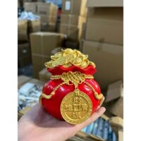 [Size lớn 12cm - kiêm ống tiết kiệm] Hũ túi vàng thần tài tiết kiệm tài lộc, Túi thần tài may mắn trang trí