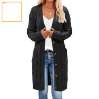Size lớn| Áo khoác Cardigan mở mặt trước Áo khoác Cardigan dệt kim cổ chữ V sành điệu có túi Áo len dài tay có nút cho nữ màu trơn Xoắn hợp thời trang cho Đông Nam